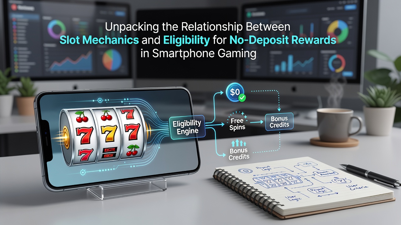 Mobile casino interface showing no-deposit reward terms and slot game categories
